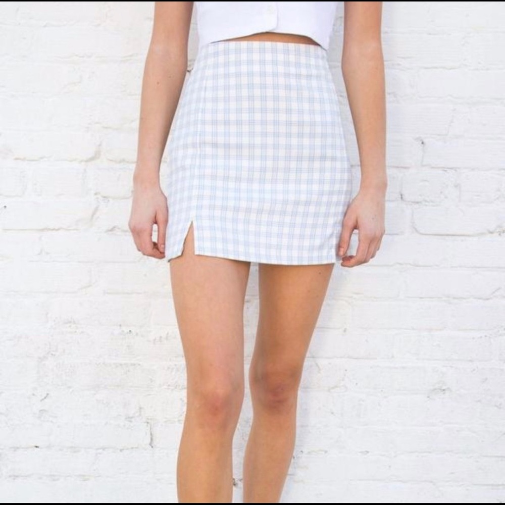 Brandy Melville White and Blue Cara Skirt